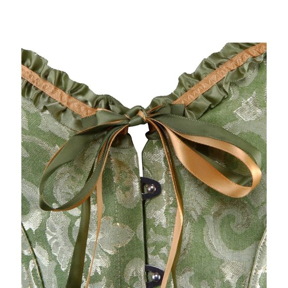 frawirshau Women's Lace Up Boned Overbust Corset Bustier Lingerie Bodyshaper Top - Picture 2 of 8